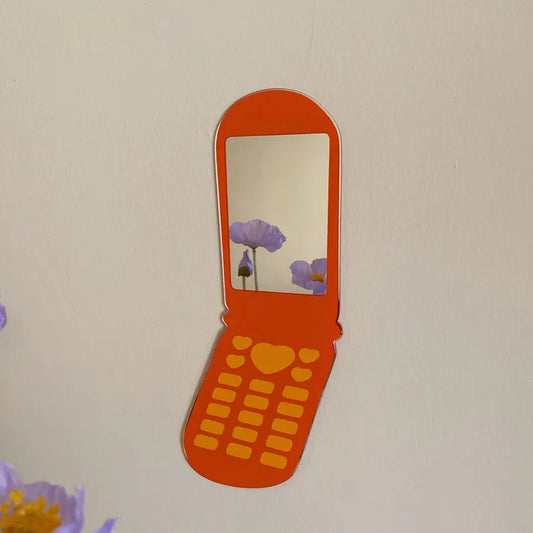 Orange Flip Phone Mirror